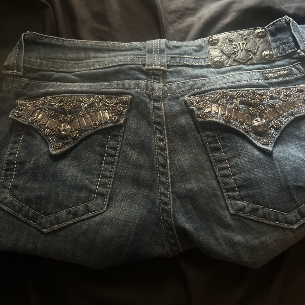 Miss Me Blue Jeans with Silver Embellishments